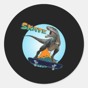 Coole Jungen Skateboarding T Rex Dinosaur Skateboa Runder Aufkleber