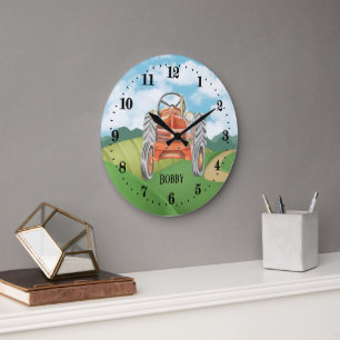 coole Jungen Traktorfreunde geben Namen Große Wanduhr