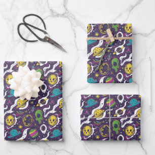 Coole Jungen Weltraum Liebhaber gekacheltes Party Geschenkpapier Set