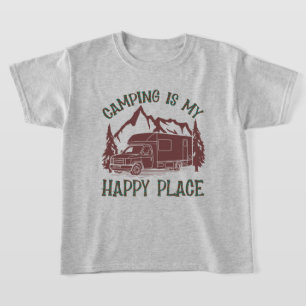 Coole Jungs Camping Happy Place Wortart T-Shirt