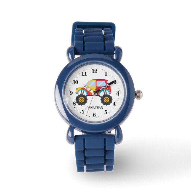 coole Jungs, die LKW lieben, geben Namen Armbanduhr (Vorderseite)