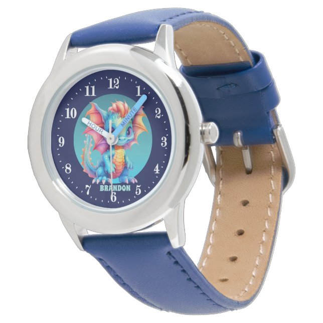 coole Jungs Drachenliebhaber geben Namen Armbanduhr (Schrägansicht)