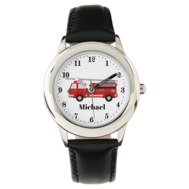 Coole Jungs Feuerwehrmann geben Namenswache Armbanduhr (Vorderseite)
