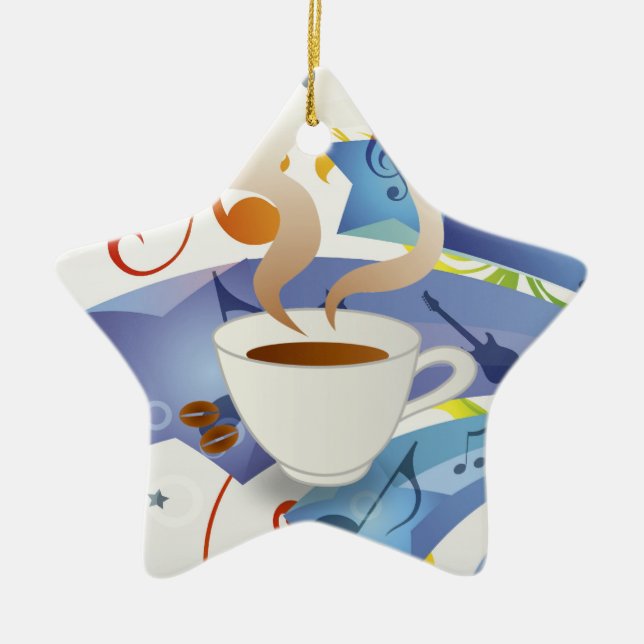 Coole Kaffee-Weihnachtsverzierung Keramik Ornament (Vorne)