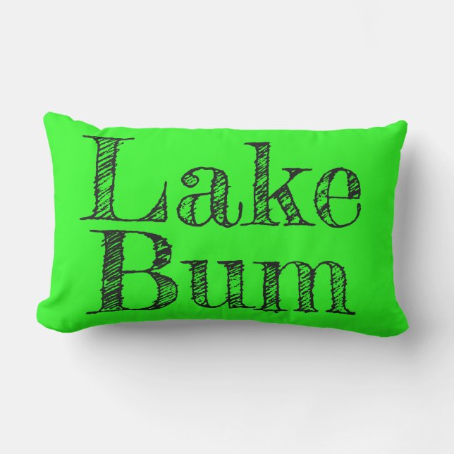 coole Kalkgrün und schwarz LAKE BUM Typografie Lendenkissen (Vorderseite)