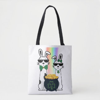 Coole Kaninchen und Topf voller Gold Tasche