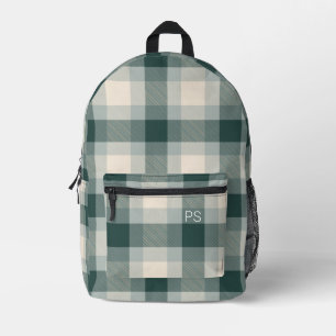 Coole Karierte Monogramm-Initialen des modernen gr Bedruckter Rucksack