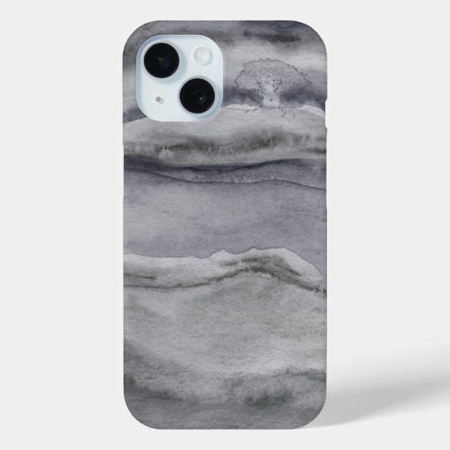 Coole Karkohle Grau Abstrakte Aquarellmalerei Case-Mate iPhone Hülle (Rückseite)