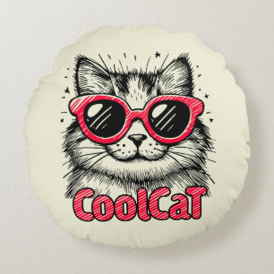 Coole Katze 1 Rundes Kissen