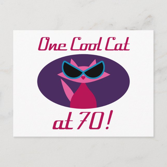 Coole Katze 70. Geburtstag Postkarte (Vorderseite)