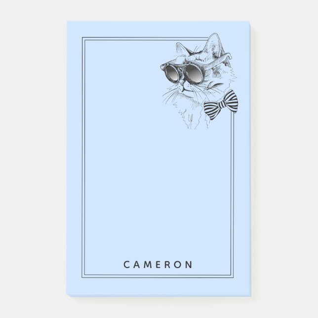 Coole Katze | addieren Ihren Namen Post-it Klebezettel (Vorderseite)