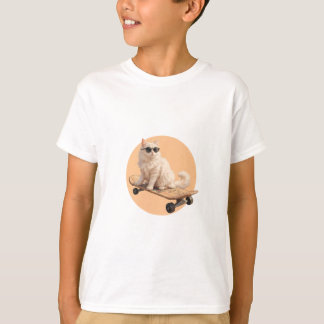 Coole Katze auf einem Skateboard Kinder T-Shirt