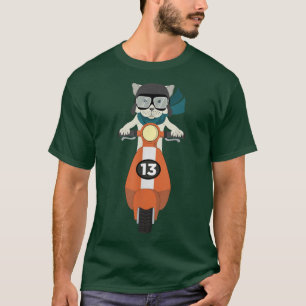 Coole Katze auf Moped Scooter für Hipster T-Shirt