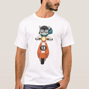 Coole Katze auf Moped Scooter für Hipster T-Shirt