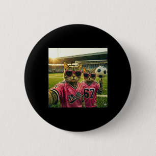 Coole Katze Fußball-Mama Pink 90er Hip-Hop-Stil Button