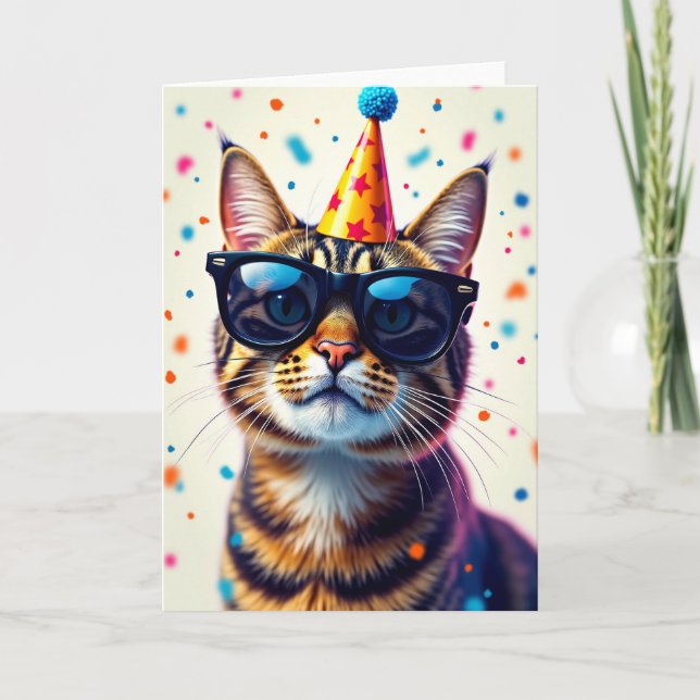 Coole Katze Geburtstagskarte Karte (Vorderseite)