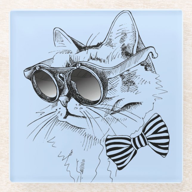 Coole Katze Glasuntersetzer (Vorderseite)