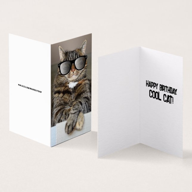COOLE KATZE GLÜCKLICH BIRTHDAY SUNGLASSEN GREETING (Innenseite und Außenseite)