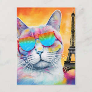 Coole Katze in Paris Postkarte