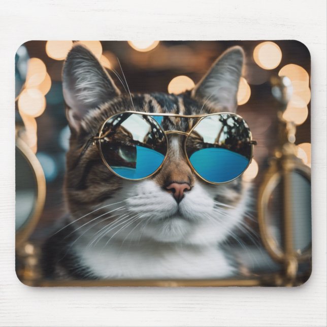 Coole Katze in Sonnenbrille, Katze Mousepad (Vorne)