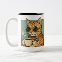 Coole Katze Kaffee Retro-Style-Design für Katzenli