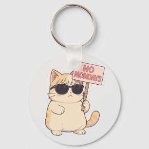 Coole Katze Kein Montag Ästhetik Meme Schlüsselanhänger
