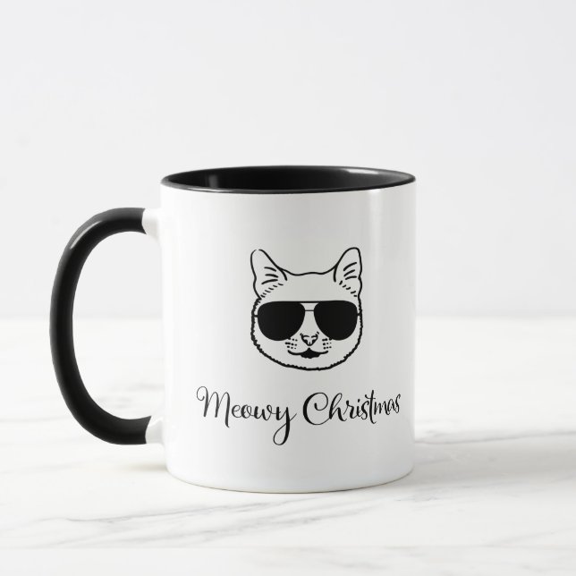 coole Katze "Meowy Christmas" in Shades Tasse (Links)