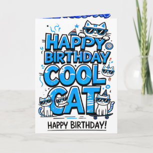 Coole Katze mit Blue Shades Geburtstagkarte Karte