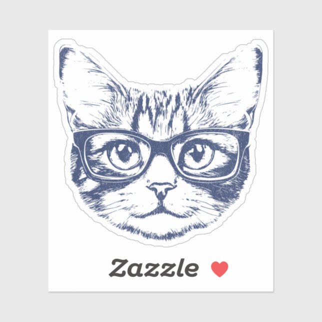 Coole Katze mit Brille Aufkleber (Blatt)
