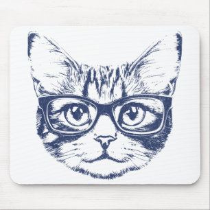 Coole Katze mit Brille Mousepad