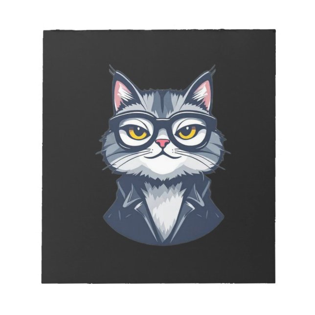 Coole Katze mit Brillen Notepad Notizblock (Vorderseite)