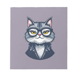 Coole Katze mit Brillen Notepad Notizblock