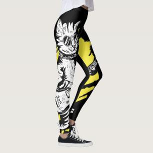 Coole Katze mit E-Gitarre Leggings