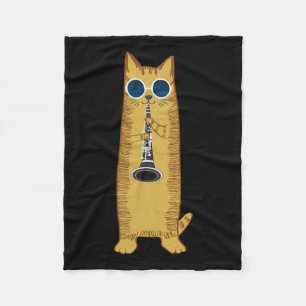 Coole Katze mit Klarinettendesign Hippy-Hipster Fleecedecke