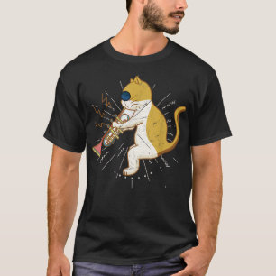 Coole Katze mit Klarinettendesign Hippy-Hipster T-Shirt
