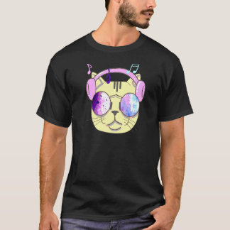 Coole Katze mit Kopfhörern I Animationen Musik T-Shirt