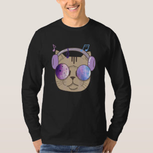 Coole Katze mit Kopfhörern I Animationen Musik T-Shirt