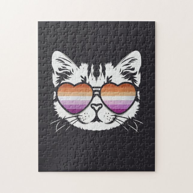 Coole Katze mit Lesbenbrille Funny Sapphic (Vertikal)