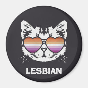 Coole Katze mit Lesbenbrille Funny Sapphic Magnet