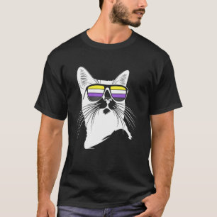 Coole Katze mit nichtbinärer Pride-Sonnenbrille Sp T-Shirt
