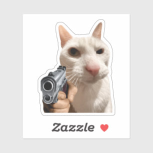 Coole Katze mit Pistole Lustiges Meme Aufkleber