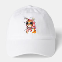 Coole Katze mit Sonnenbrille & gepunktetem Kopftuc