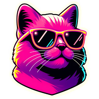 Coole Katze mit Sonnenbrille in Neonpink und Gelb T-Shirt
