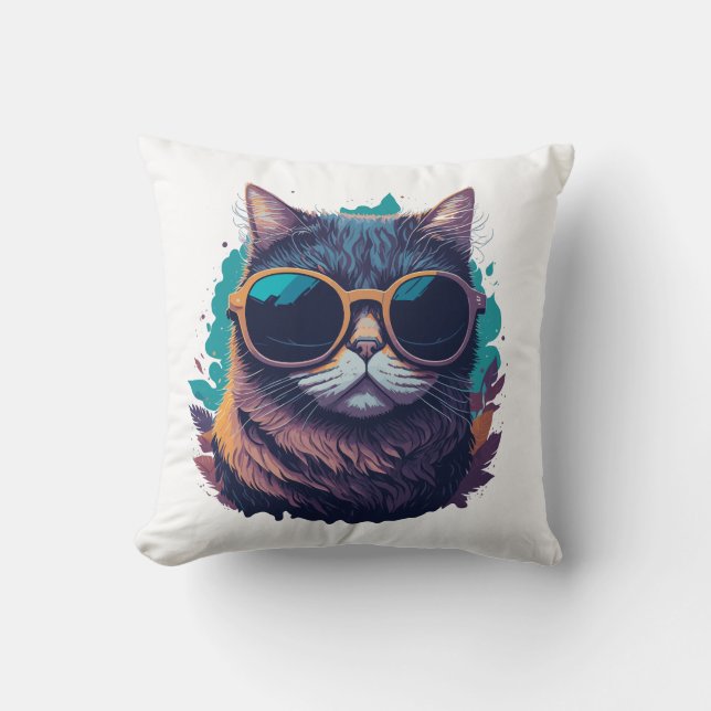 Coole Katze mit Sonnenbrille Kissen (Vorderseite)