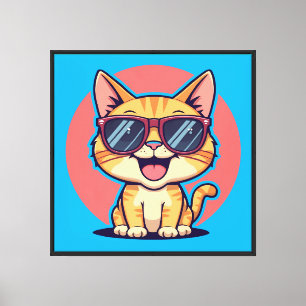 Coole Katze mit Sonnenbrille - Niedliche Schöne Kü Leinwanddruck