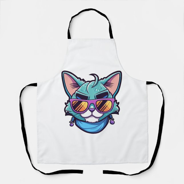 Coole Katze mit Sonnenbrille Schürze (Vorderseite)
