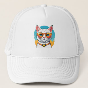 Coole Katze mit Sonnenbrille  Truckerkappe