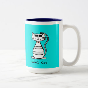 Coole Katze mit Sonnenbrillen Zweifarbige Tasse
