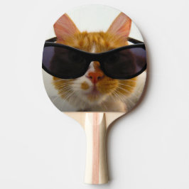 Coole Katze mit SonnenbrillenPing Pong Paddel Tischtennis Schläger