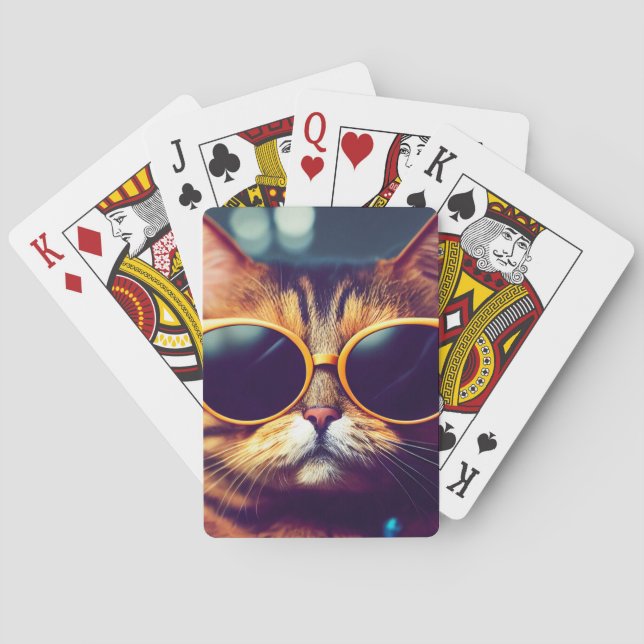 COOLE KATZE MIT SONNENKUNSTKARTEN SPIELKARTEN (Rückseite)